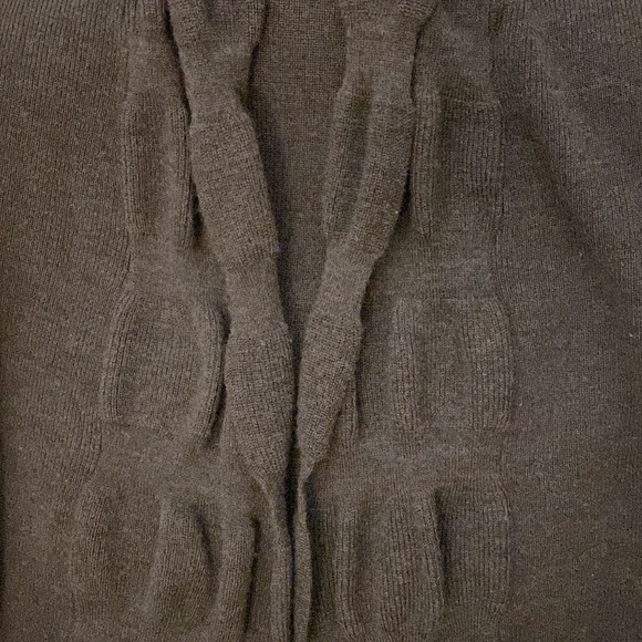 Smoke Heather Wool Blend Ripple Open Front Cardigan Sweater Vest Duster Sz S/M - Picture 4 of 7